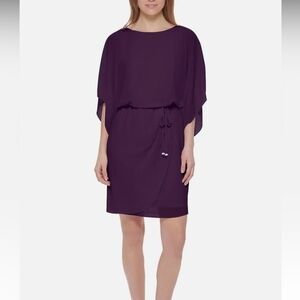Jessica Howard Womens Amethyst Chiffon Dolman Sleeve Draped Dress Sz 8 NWT